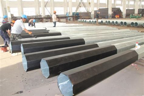 ISO Galvanized Power Line Steel Transmission Pole Hot Dip 160Km H