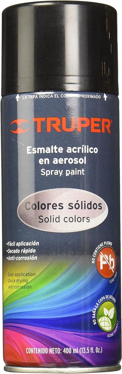 Truper PA NB Pintura Esmalte acrílico en aerosol negro brillante