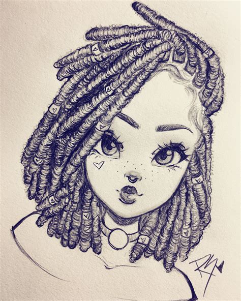 How To Draw Locs Christina Lorre Drawings Girl Drawing Sketches Art