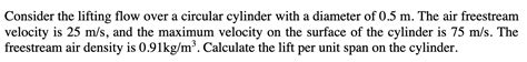 Solved A Consider The Lifting Flow Over A Circular Cylinder Chegg