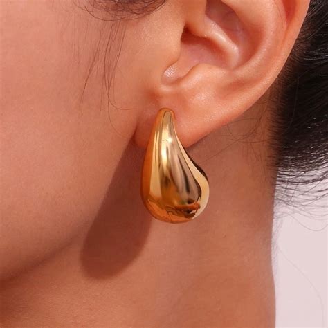 Chunky Drop Earrings Teardrop Waterproof Earrings K Gold Filled