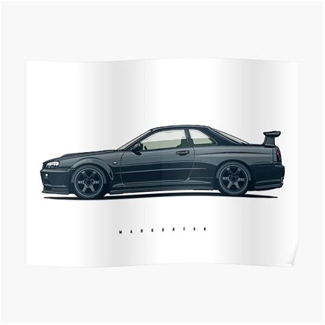 Skyline R Gtr Black Poster For Sale By Olegmarkaryan Redbubble