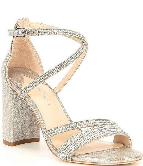 Antonio Melani Garlini Rhinestone Embellished Strappy Block Heel Dress Sandals Dillards