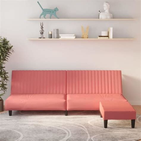 Canap Lit Places Avec Repose Pied Rose Velours Ly Mothinessto