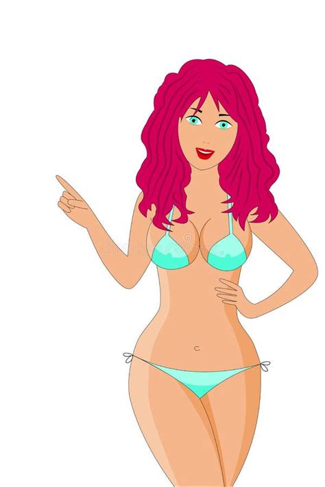 Vector Redhead Girl In Blue Bikini Swimsuit Stock Vector Illustration Of Mannequin Beauty