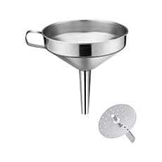 Stainless Steel Kitchen Funnel with Strainer, 5.0" diam.