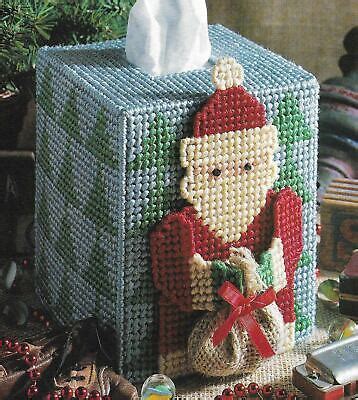 Folksy Santa Tissue Box Cover Christmas Plastic Canvas Pattern