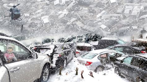 Footage Of Ohioturnpike Pileup Caused By A Snow Blizzard And Cold