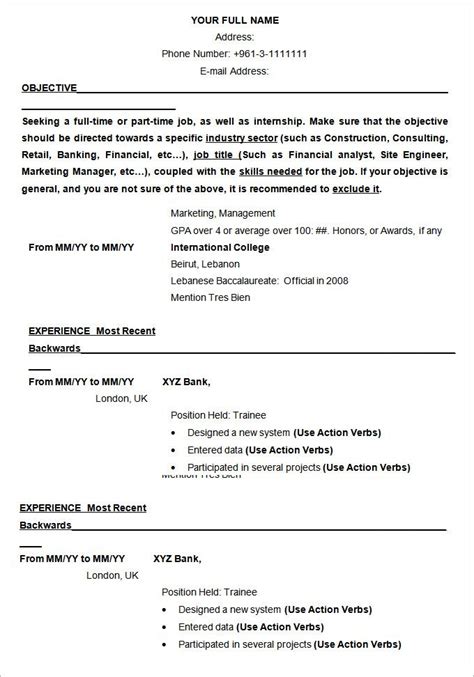 Resume Templates And Examples 6 Templates Example Templates Example Free Resume Template