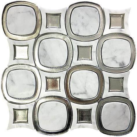 Milan White And Silver Mosaic Tile Sample Swatch Free Shipping On Tile