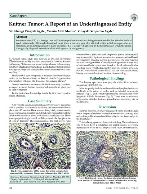 Pdf Kuttner Tumor A Report Of An Underdiagnosed Entity