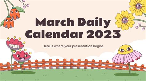 March Daily Calendar 2023 Google Slides PowerPoint