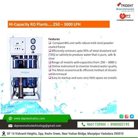 Package Ro System Stainless Steel RO Capacity 3000 Ltr Hr At