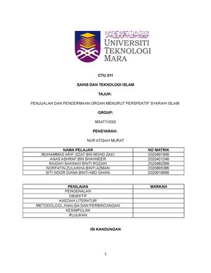 CTU211 Teknologi IN Vitro Fertilization TUGASAN KERTAS KERJA CTU 211