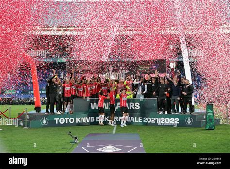 Cody Gakpo Of PSV And Marco Van Ginkel Of PSV With The Cup During The