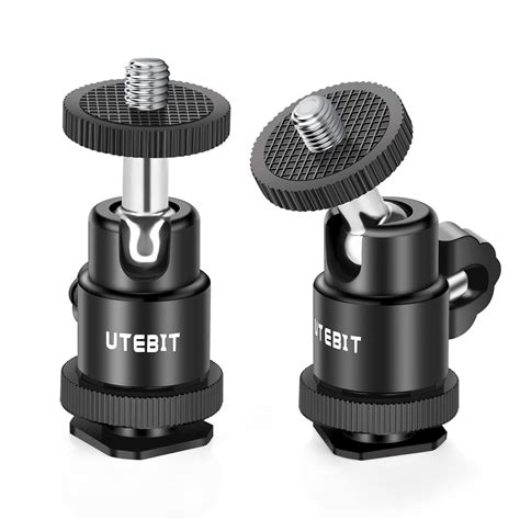 UTEBIT Pack Mini Ball Head With Hot Shoe Mount Adapter Max Load LB Swivel Tripod