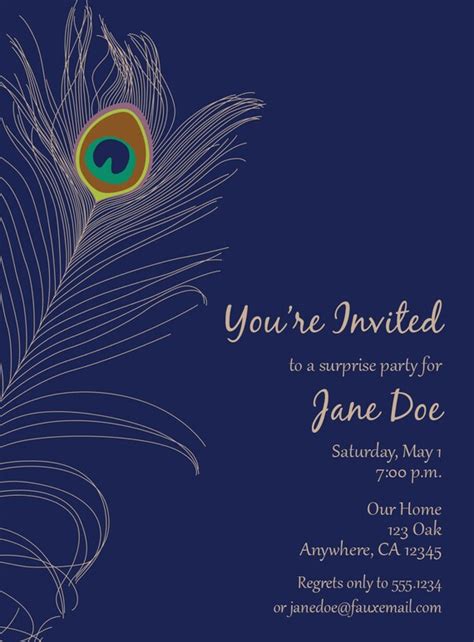 Items Similar To Peacock Feather Invitation On Etsy