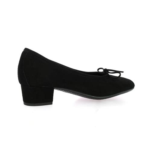 Chaussures Ballerines Reqins Cuir Velours Noir Rudy