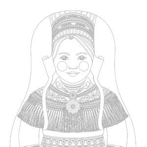 Sami Coloring Sheet Printable File Traditional Folk Dress Etsy