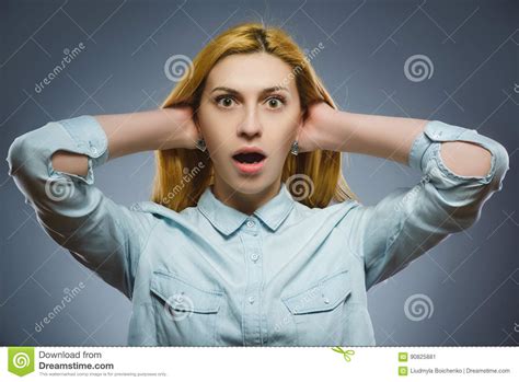 Closeup Sad Woman With Worried Stressed Face Expression Stock Image