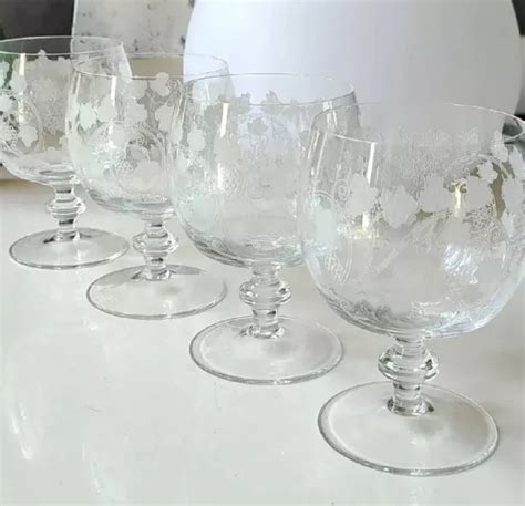 Lot Verres Pied Art D Co En Cristal Taill Sarments Vigne Grappes