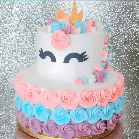 2 Tier Unicorn Layer Cake TEN TO THREE BAKERY