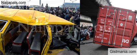 Update Nine Dead One Rescued As Container Falls On A Bus In Lagos