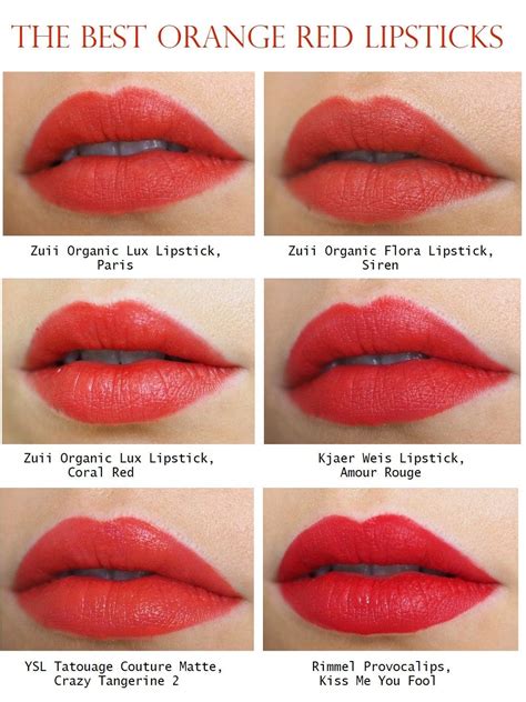 Red Orange Lipstick Swatches