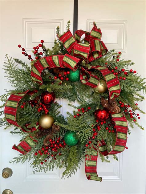 Christmas Wreath, Winter Wreath, Pine Wreath, Berry Wreath, Holiday ...