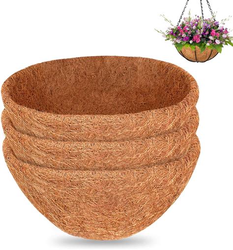 Halatool 3pcs 10 Inch Coco Liner Round Coco Coir Hanging Basket Liners 100 Natural