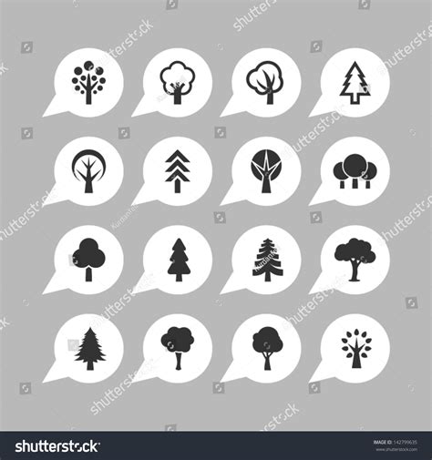 Botany Symbols Tree Icon Set Stock Vector (Royalty Free) 142799635 | Shutterstock