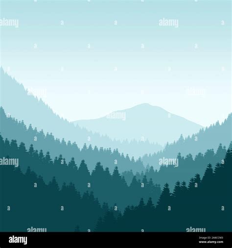 Silhouette Of Mountains And Forest Vector Image Stock Photo Alamy