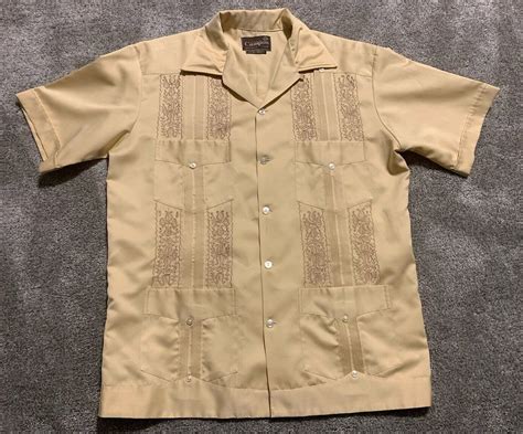 Vintage Campos Copacabana Guayabera Men S Size Bei Gem