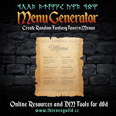 Fantasy Tavern And Menu Generator For D D 5e The Thieves Guild