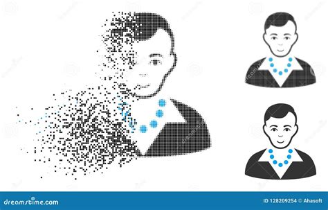 Damaged Dot Halftone Trendy Guy Icon With Face Stock Vector