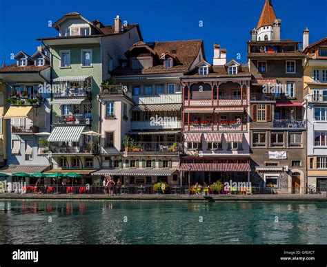 Old Town of Thun at the Lake Thun, Bernese Oberland, Canton of Bern ...