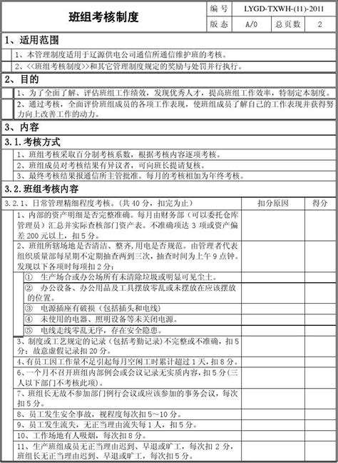 班组考核制度word文档在线阅读与下载无忧文档