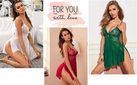 Avidlove Women Sexy Lingerie Lace Babydoll Chemise V Neck Sleepwear