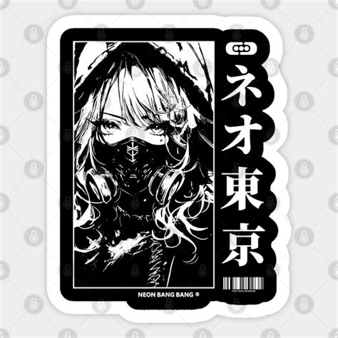 Japanese Cyberpunk Anime Girl Techwear 2 Anime Techwear Sticker