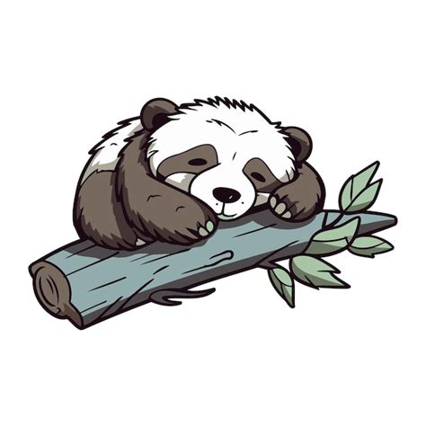 Panda Dormindo Em Um Tronco Ilustra O De Desenho Animado Vetorial