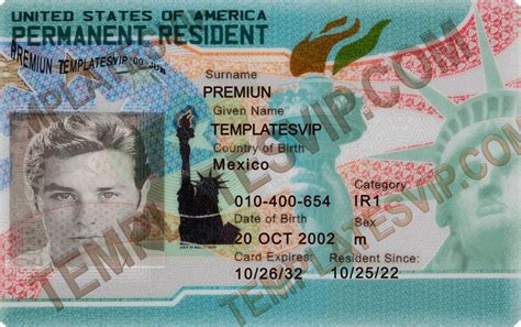 Green Card Permanent Resident Usa Us Psd Template Download 2023