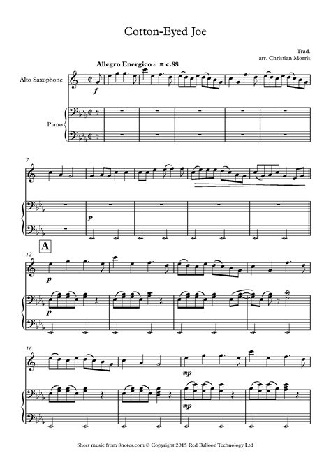 Cotton Eyed Joe Sheet Music For Saxophone