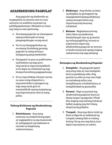 Akademikong Pagsulat Notes Akademikong Pagsulat Ang Pagsulat Ng