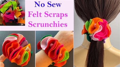 No Sew Flower Scrunchies Out Of Felt Fabric Scraps How To Make A