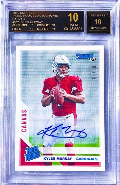 2019 Donruss Canvas Kyler Murray ROOKIE RC AUTO 10 302 BGS 10 BLACK