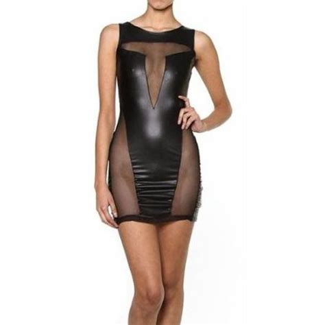 MINI ROBE NOIR CUIR SEXY CLUBWEAR GOGO LINGERIE Cdiscount Boutique Erotique