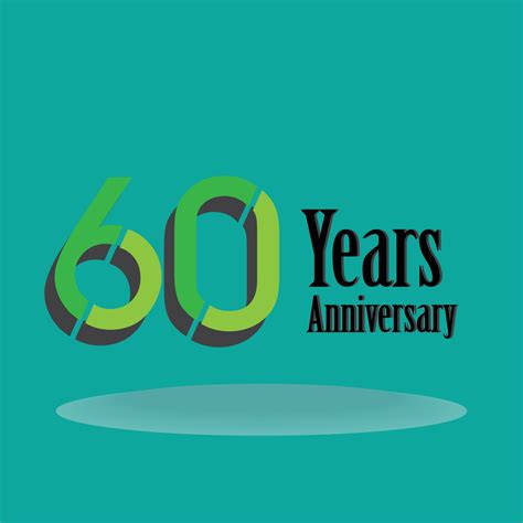 60 Years Anniversary Celebration Green Color Vector Template Design ...