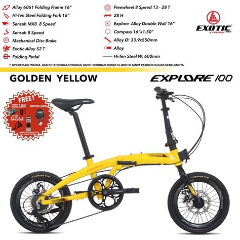 Jual Sepeda Lipat 20 Inch EXOTIC EXPLORE 100 Alloy 8 Speed Mechanical