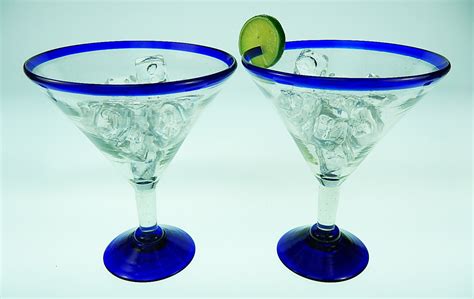 Margarita/Martini blue glasses 22oz made in Mexico