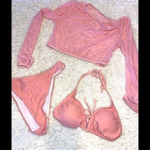 Swim Nwt Pink Bikini With Sheer Overtop Super Cute And Sexy Size Medium Poshmark